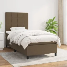 Box spring bed with dark brown fabric mattress 90x200 cm by vidaXL, Beds and slatted bases - Ref: Foro24-3141748, Price: 328,...