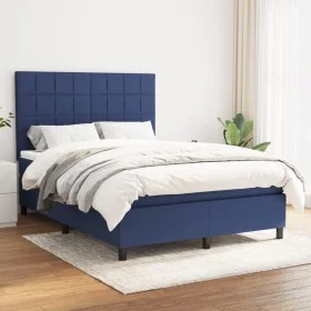 Cama box spring con colchón tela azul 140x200 cm de vidaXL, Camas y somieres - Ref: Foro24-3141783, Precio: 490,79 €, Descuen...