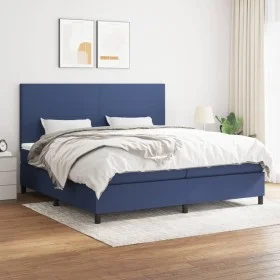 Box spring bed with blue fabric mattress 200x200 cm by vidaXL, Beds and slatted bases - Ref: Foro24-3141647, Price: 653,07 €,...