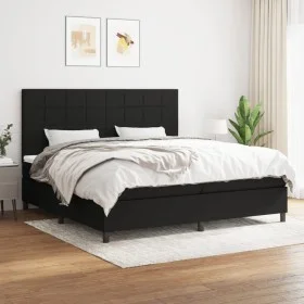 Box spring bed with black fabric mattress 200x200 cm by vidaXL, Beds and slatted bases - Ref: Foro24-3141803, Price: 641,72 €...