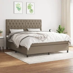 Box spring bed with taupe gray fabric mattress 160x200 cm by vidaXL, Beds and slatted bases - Ref: Foro24-3142029, Price: 623...