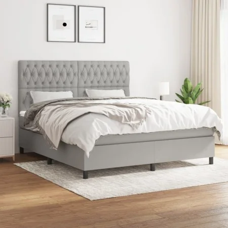 Boxspringbett mit hellgrauer Stoffmatratze 180x200 cm von vidaXL, Betten und Lattenroste - Ref: Foro24-3142033, Preis: 580,47...