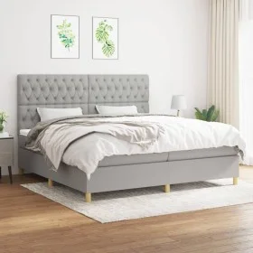 Box spring bed with light gray fabric mattress 200x200 cm by vidaXL, Beds and slatted bases - Ref: Foro24-3142601, Price: 635...