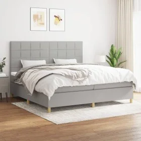 Box spring bed with light gray fabric mattress 200x200 cm by vidaXL, Beds and slatted bases - Ref: Foro24-3142361, Price: 632...