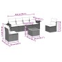 Set de comedor de jardín 7 pzas y cojines ratán sintético negro