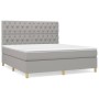 Box spring bed with light gray fabric mattress 160x200 cm by vidaXL, Beds and slatted bases - Ref: Foro24-3142585, Price: 584...