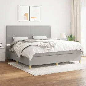 Box spring bed with light gray fabric mattress 200x200 cm by vidaXL, Beds and slatted bases - Ref: Foro24-3142201, Price: 631...