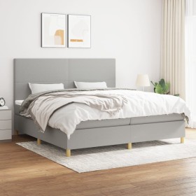 Cama box spring con colchón tela gris claro 200x200 cm de vidaXL, Camas y somieres - Ref: Foro24-3142201, Precio: 629,87 €, D...