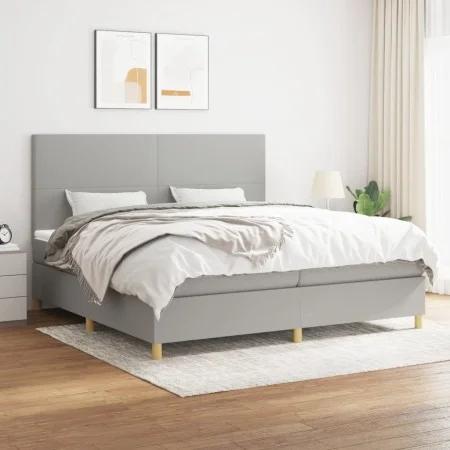 Box spring bed with light gray fabric mattress 200x200 cm by vidaXL, Beds and slatted bases - Ref: Foro24-3142201, Price: 633...