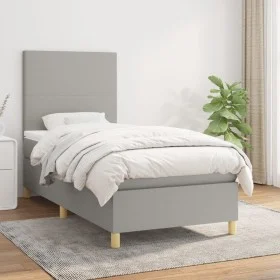 Boxspringbett mit hellgrauer Stoffmatratze 100x200 cm von vidaXL, Betten und Lattenroste - Ref: Foro24-3142153, Preis: 340,13...