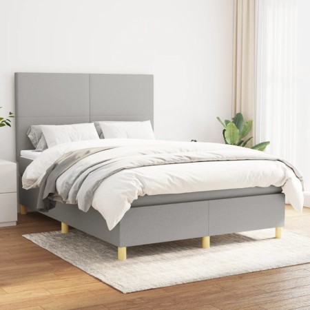 Boxspringbett mit hellgrauer Stoffmatratze 140x200 cm von vidaXL, Betten und Lattenroste - Ref: Foro24-3142177, Preis: 497,55...