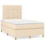 Box spring bed with cream fabric mattress 120x200 cm by vidaXL, Beds and slatted bases - Ref: Foro24-3142326, Price: 418,20 €...