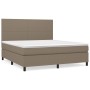 Box spring bed with taupe gray fabric mattress 160x200 cm by vidaXL, Beds and slatted bases - Ref: Foro24-3141629, Price: 605...