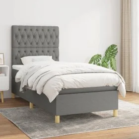 Box spring bed with dark gray fabric mattress 90x200 cm by vidaXL, Beds and slatted bases - Ref: Foro24-3142546, Price: 365,5...