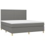 Cama box spring con colchón tela gris oscuro 160x200 cm de vidaXL, Camas y somieres - Ref: Foro24-3142186, Precio: 564,94 €, ...