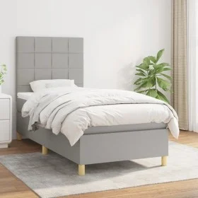 Box spring bed with light gray fabric mattress 90x190 cm by vidaXL, Beds and slatted bases - Ref: Foro24-3142297, Price: 312,...