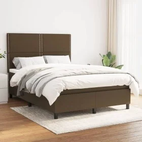 Box spring bed with dark brown fabric mattress 140x200 cm by vidaXL, Beds and slatted bases - Ref: Foro24-3141700, Price: 466...