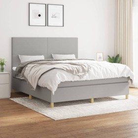 Box spring bed with light gray fabric mattress 160x200 cm by vidaXL, Beds and slatted bases - Ref: Foro24-3142185, Price: 542...