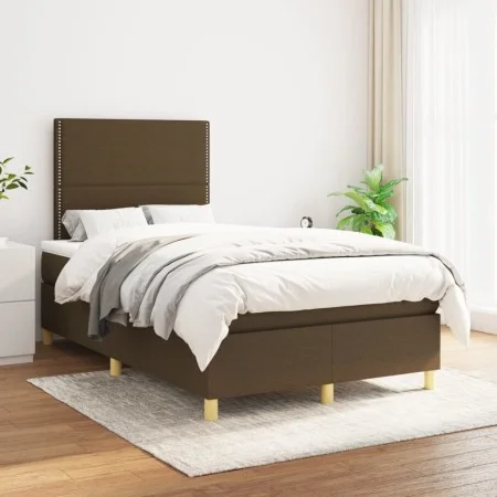 Box spring bed with dark brown fabric mattress 120x200 cm by vidaXL, Beds and slatted bases - Ref: Foro24-3142244, Price: 372...