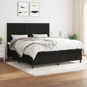 Box spring bed with black fabric mattress 180x200 cm by vidaXL, Beds and slatted bases - Ref: Foro24-3141795, Price: 597,10 €...