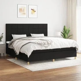 Box spring bed with black fabric mattress 200x200 cm by vidaXL, Beds and slatted bases - Ref: Foro24-3142363, Price: 668,71 €...