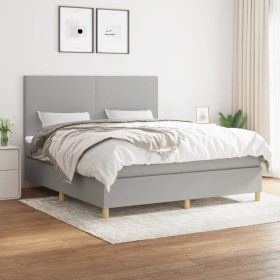 Box spring bed with light gray fabric mattress 180x200 cm by vidaXL, Beds and slatted bases - Ref: Foro24-3142193, Price: 625...