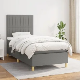 Box spring bed with dark gray fabric mattress 90x200 cm by vidaXL, Beds and slatted bases - Ref: Foro24-3142466, Price: 362,2...
