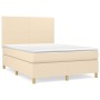 Box spring bed with cream fabric mattress 140x200 cm by vidaXL, Beds and slatted bases - Ref: Foro24-3142182, Price: 515,98 €...
