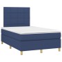 Cama box spring con colchón tela azul 120x200 cm