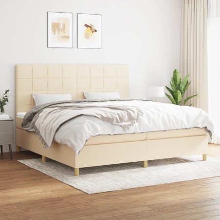 Cama box spring con colchón tela color crema 200x200 cm de vidaXL, Camas y somieres - Ref: Foro24-3142366, Precio: 592,38 €, ...