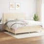 Box spring bed with cream fabric mattress 200x200 cm by vidaXL, Beds and slatted bases - Ref: Foro24-3142366, Price: 633,62 €...