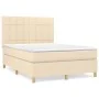 Box spring bed with cream fabric mattress 140x200 cm by vidaXL, Beds and slatted bases - Ref: Foro24-3142342, Price: 490,84 €...