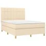 Box spring bed with cream fabric mattress 140x200 cm by vidaXL, Beds and slatted bases - Ref: Foro24-3142342, Price: 490,84 €...