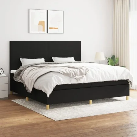 Box spring bed with black fabric mattress 200x200 cm by vidaXL, Beds and slatted bases - Ref: Foro24-3142203, Price: 641,13 €...