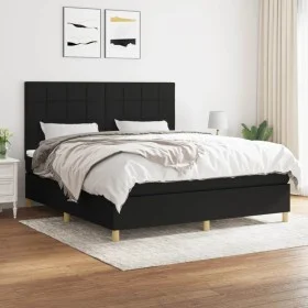 Box spring bed with black fabric mattress 160x200 cm by vidaXL, Beds and slatted bases - Ref: Foro24-3142347, Price: 592,32 €...