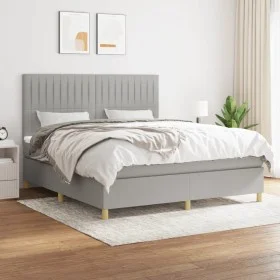Box spring bed with light gray fabric mattress 180x200 cm by vidaXL, Beds and slatted bases - Ref: Foro24-3142513, Price: 591...