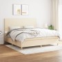 Box spring bed with cream fabric mattress 200x200 cm by vidaXL, Beds and slatted bases - Ref: Foro24-3142206, Price: 619,91 €...