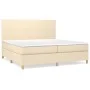 Box spring bed with cream fabric mattress 200x200 cm by vidaXL, Beds and slatted bases - Ref: Foro24-3142206, Price: 623,50 €...