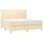 Box spring bed with cream fabric mattress 200x200 cm by vidaXL, Beds and slatted bases - Ref: Foro24-3142206, Price: 623,50 €...