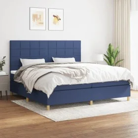 Box spring bed with blue fabric mattress 200x200 cm by vidaXL, Beds and slatted bases - Ref: Foro24-3142367, Price: 641,32 €,...