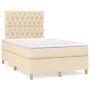 Box spring bed with cream fabric mattress 120x200 cm by vidaXL, Beds and slatted bases - Ref: Foro24-3142566, Price: 432,18 €...