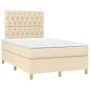 Box spring bed with cream fabric mattress 120x200 cm by vidaXL, Beds and slatted bases - Ref: Foro24-3142566, Price: 432,18 €...