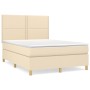 Box spring bed with cream fabric mattress 140x200 cm by vidaXL, Beds and slatted bases - Ref: Foro24-3142262, Price: 491,97 €...