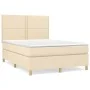 Box spring bed with cream fabric mattress 140x200 cm by vidaXL, Beds and slatted bases - Ref: Foro24-3142262, Price: 483,65 €...