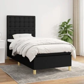Box spring bed with black fabric mattress 90x200 cm by vidaXL, Beds and slatted bases - Ref: Foro24-3142627, Price: 308,20 €,...