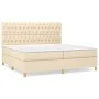 Box spring bed with cream fabric mattress 200x200 cm by vidaXL, Beds and slatted bases - Ref: Foro24-3142606, Price: 637,13 €...