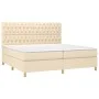 Box spring bed with cream fabric mattress 200x200 cm by vidaXL, Beds and slatted bases - Ref: Foro24-3142606, Price: 637,13 €...