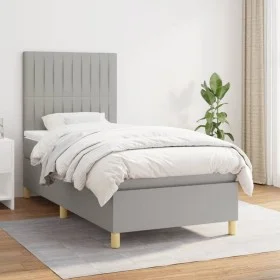 Box spring bed with light gray fabric mattress 90x190 cm by vidaXL, Beds and slatted bases - Ref: Foro24-3142457, Price: 293,...