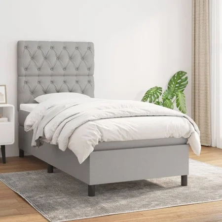 Box spring bed with light gray fabric mattress 80x200 cm by vidaXL, Beds and slatted bases - Ref: Foro24-3141969, Price: 314,...