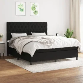 Box spring bed with black fabric mattress 160x200 cm by vidaXL, Beds and slatted bases - Ref: Foro24-3142027, Price: 615,14 €...